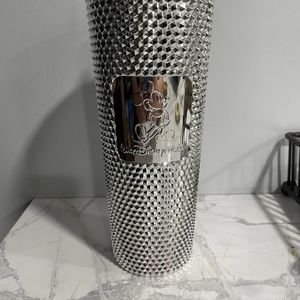 Starbucks Walt Disney World Mickey Mouse 100 Anniversary Silver Tumbler W/ Straw